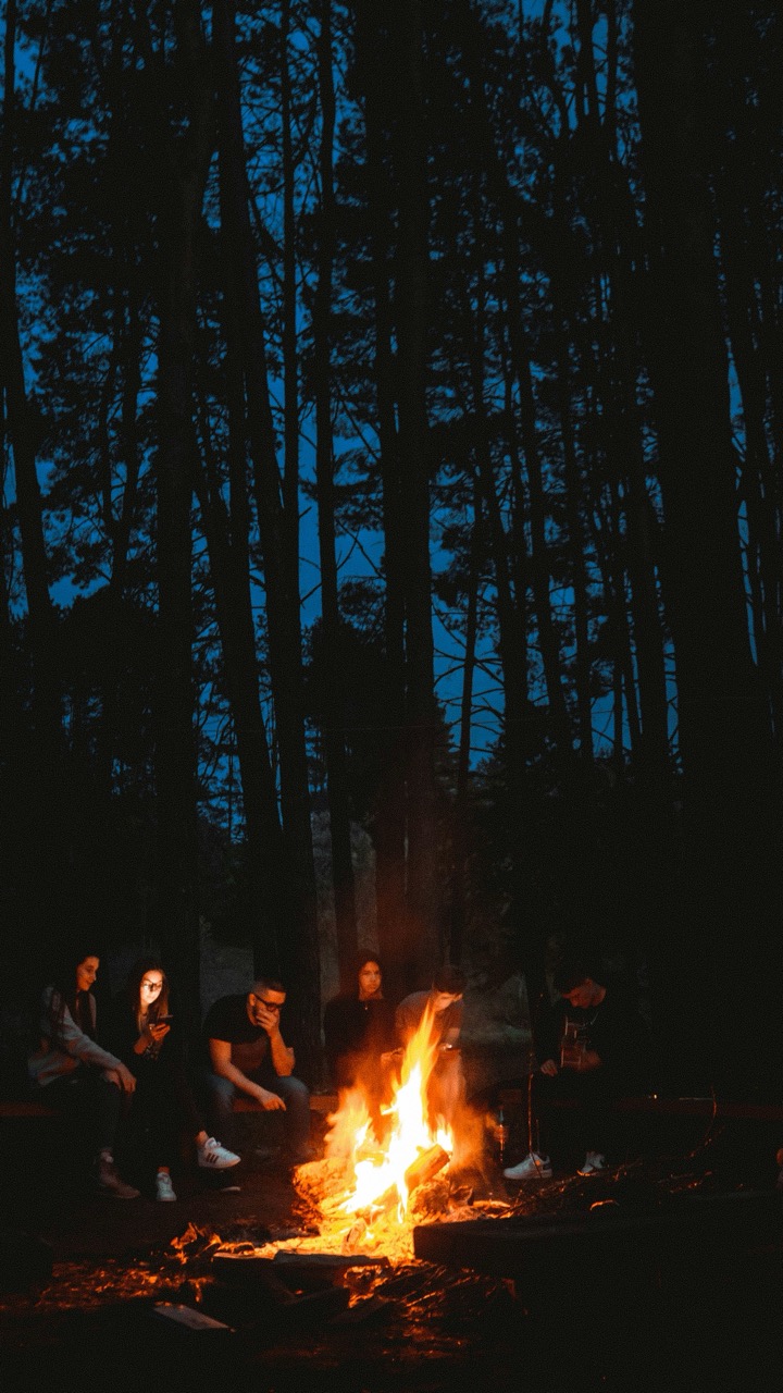 People gathered around a campfire
